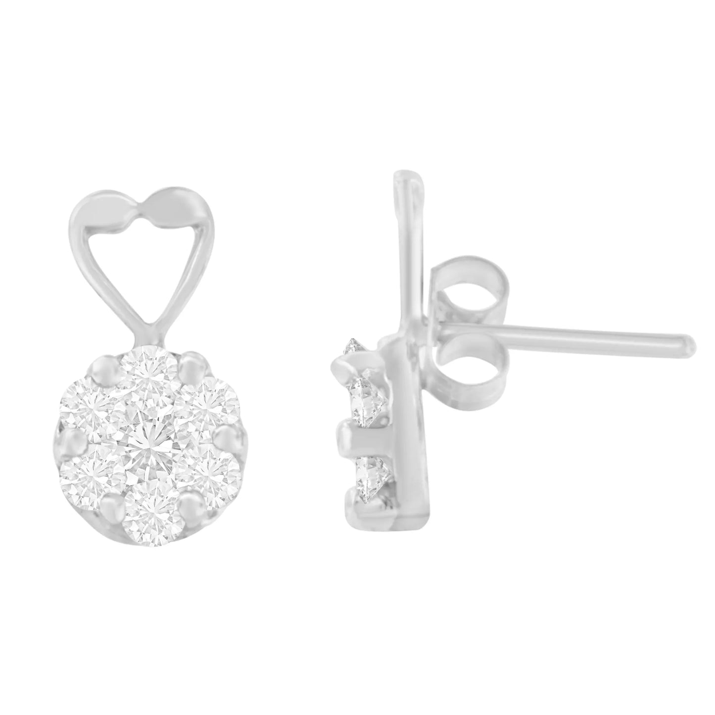 14 Karat White Gold 1 1/4 ct. Total Diamond Weight Round-cut Diamond Earrings