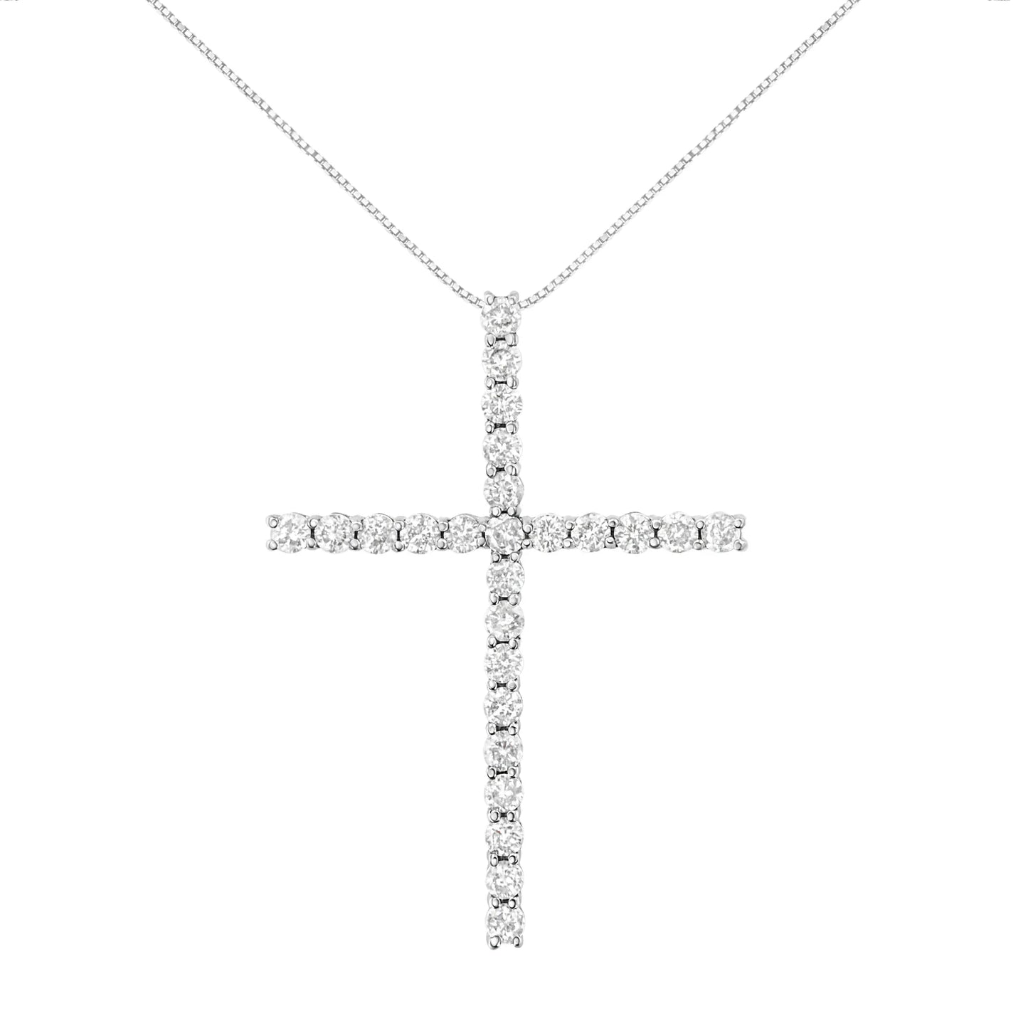Sterling Silver Diamond Cross Pendant Necklace  - Size: 18 INCH - 3 CARAT TOTAL DIAMOND WEIGHT | Pack Of: 1
