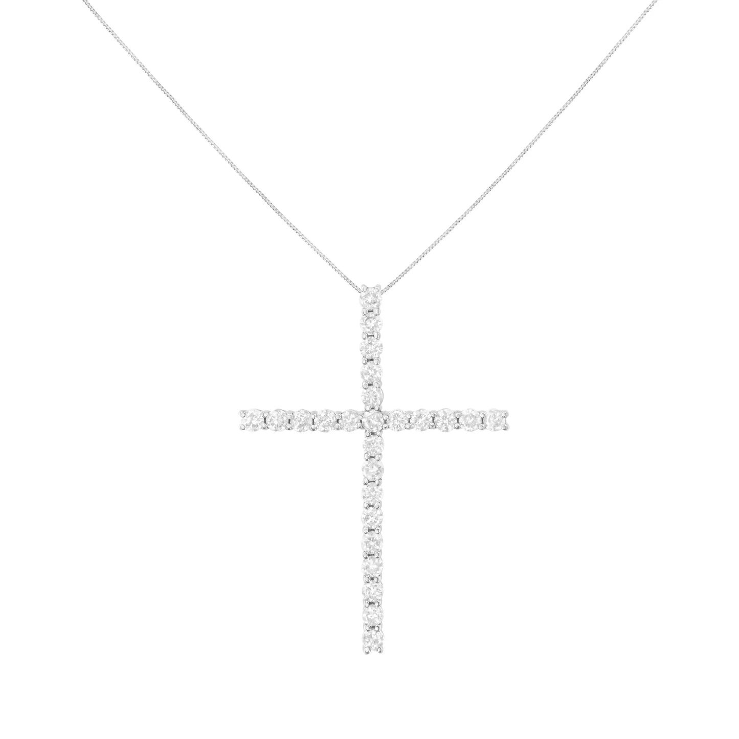 Sterling Silver Diamond Cross Pendant Necklace  - Size: 18 INCH - 3 CARAT TOTAL DIAMOND WEIGHT | Pack Of: 1