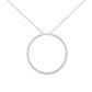 .925 Sterling Silver Prong Set Round-Cut Diamond Open Circle Hoop 18" Pendant Necklace  - Color: Silver | Pack Of: 1