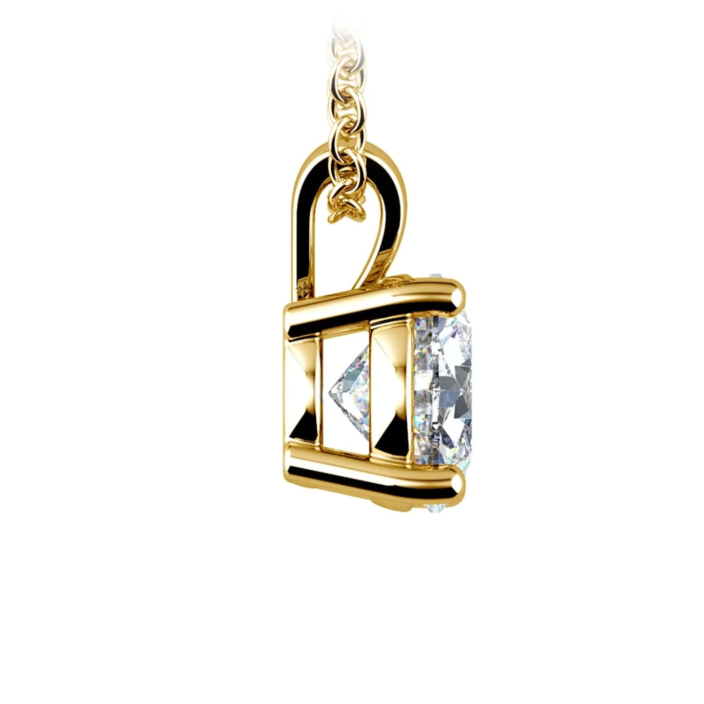 1.00 Ctw Prong Set Round Lab Grown Diamond Pendant In White /Yellow Gold G-VS