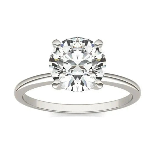 2 CTW Round Lab Grown Diamond Solitaire Engagement Ring 14K White Gold (G-VS)