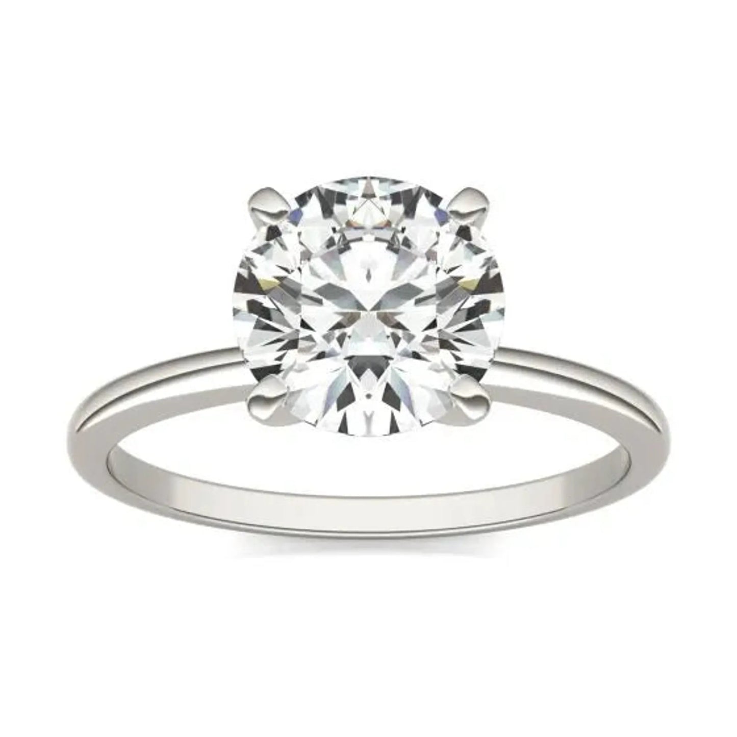 2 CTW Round Lab Grown Diamond Solitaire Engagement Ring 14K White Gold (G-VS)