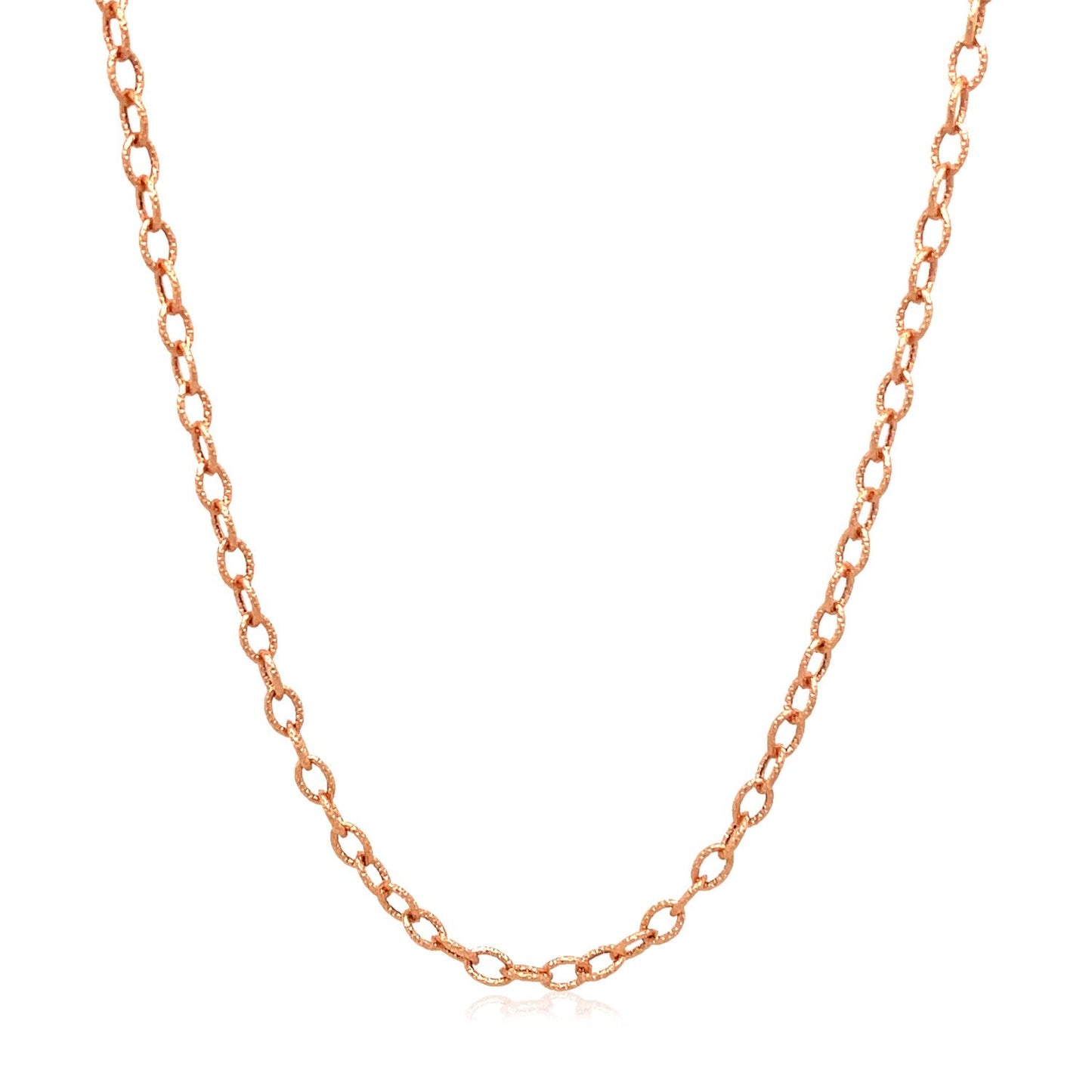2.5Mm 14K Rose Gold Pendant Chain With Textured Links