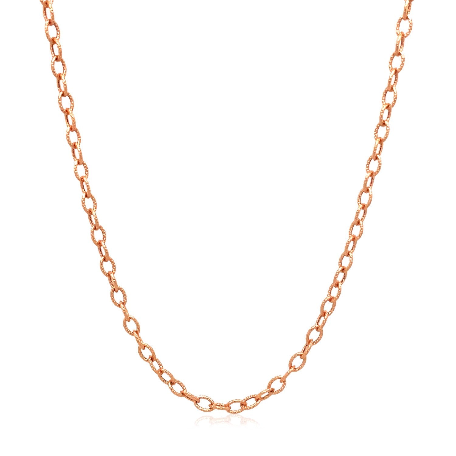 2.5Mm 14K Rose Gold Pendant Chain With Textured Links