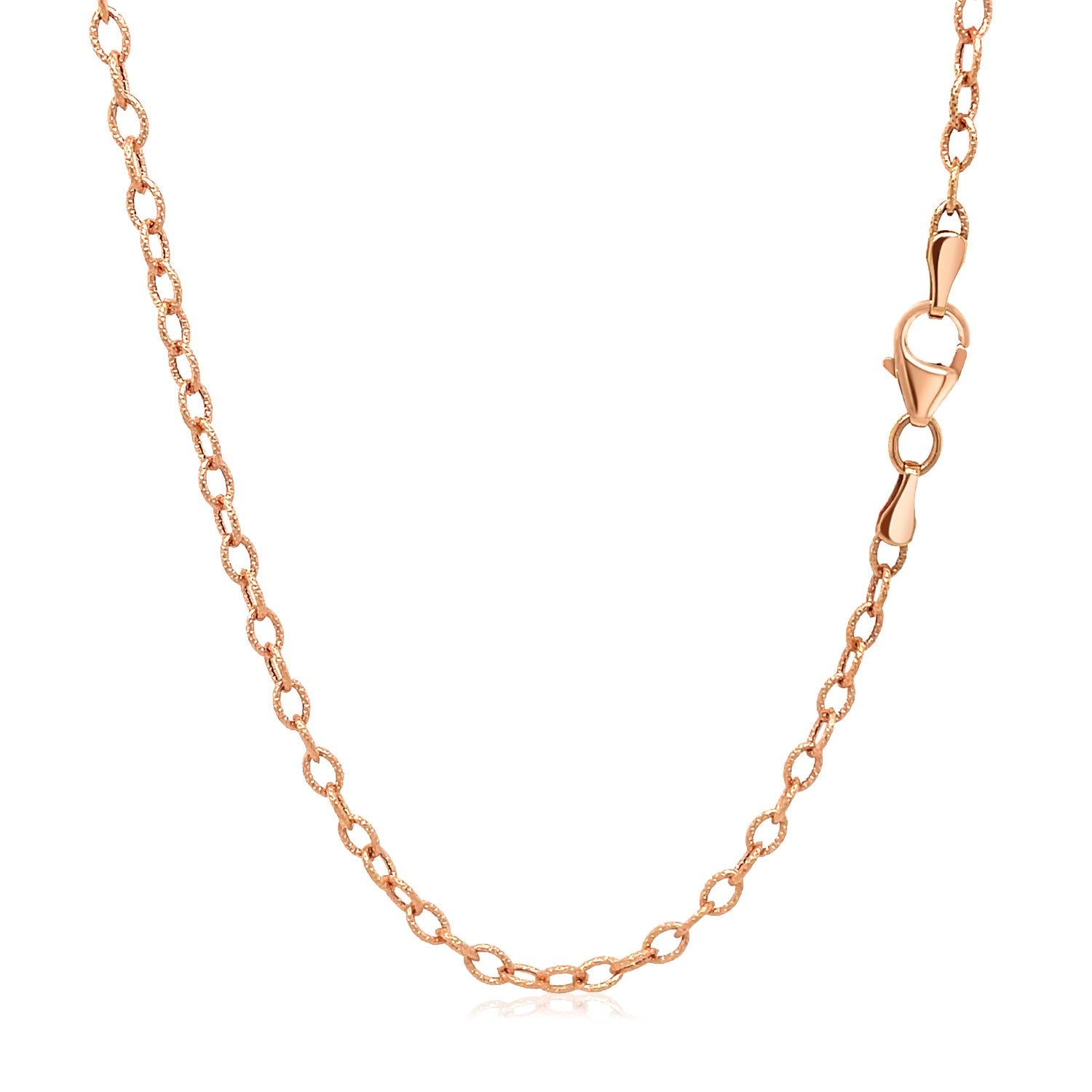 2.5Mm 14K Rose Gold Pendant Chain With Textured Links