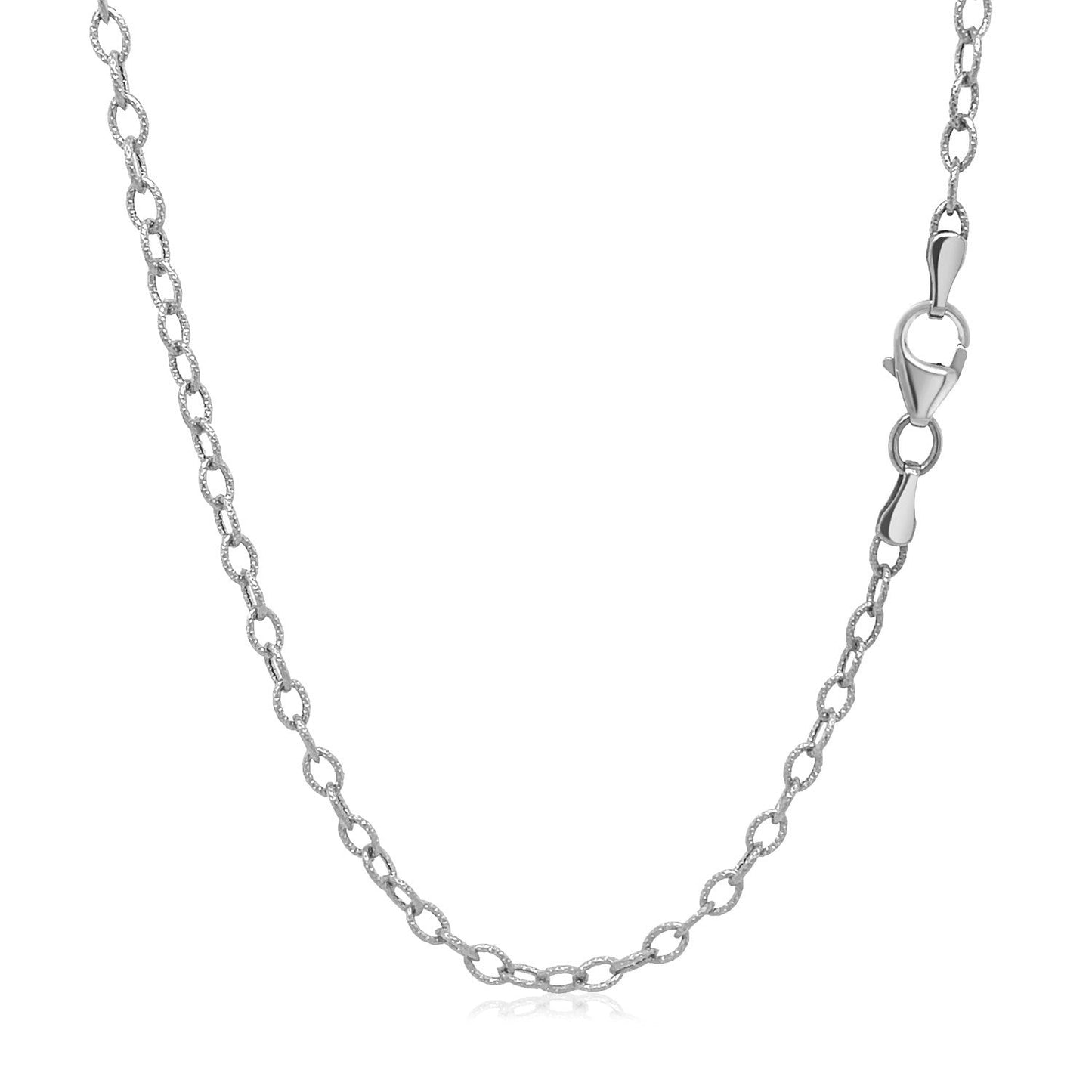 2.5Mm 14K White Gold Pendant Chain With Textured Links