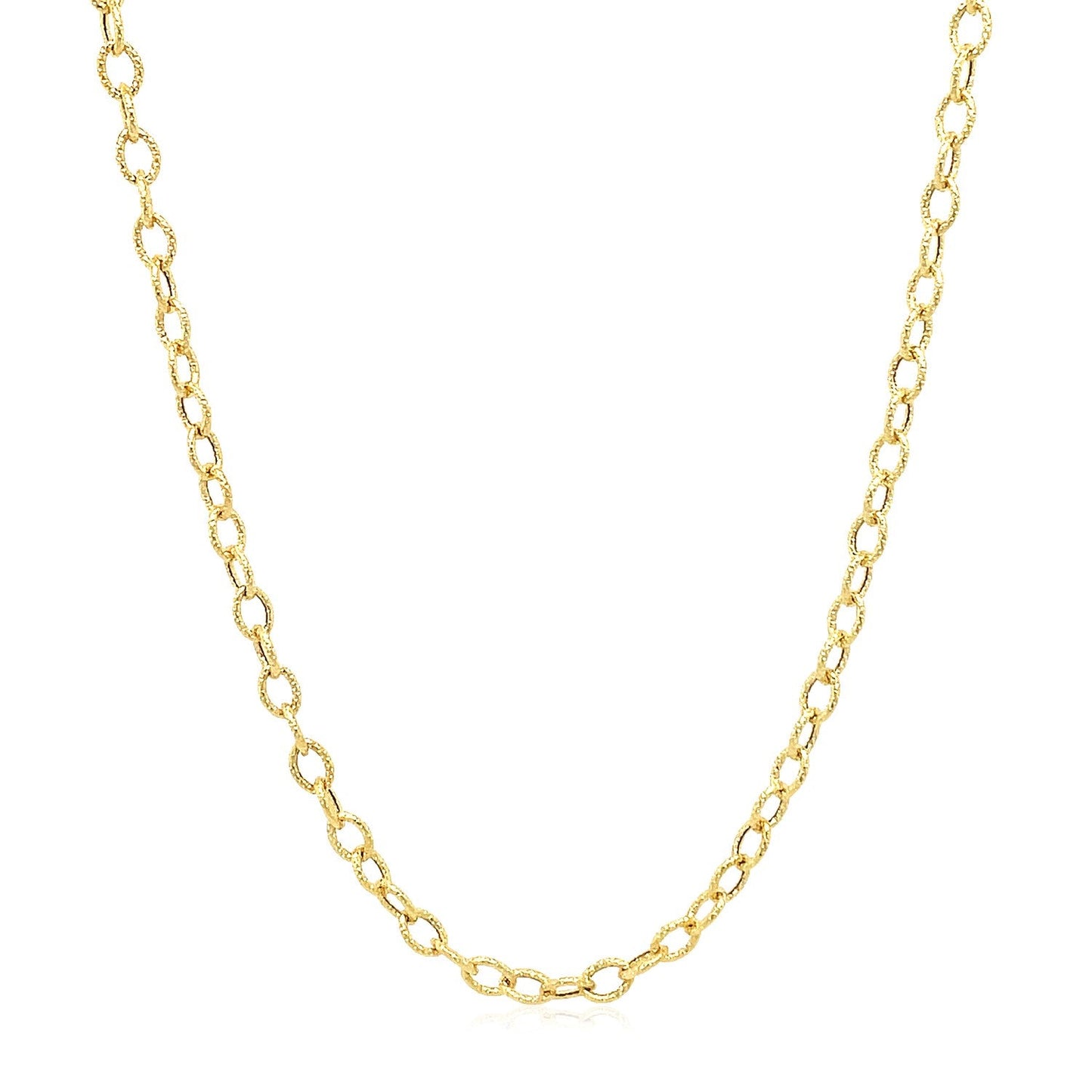 2.5Mm 14K Yellow Gold Pendant Chain With Textured Links
