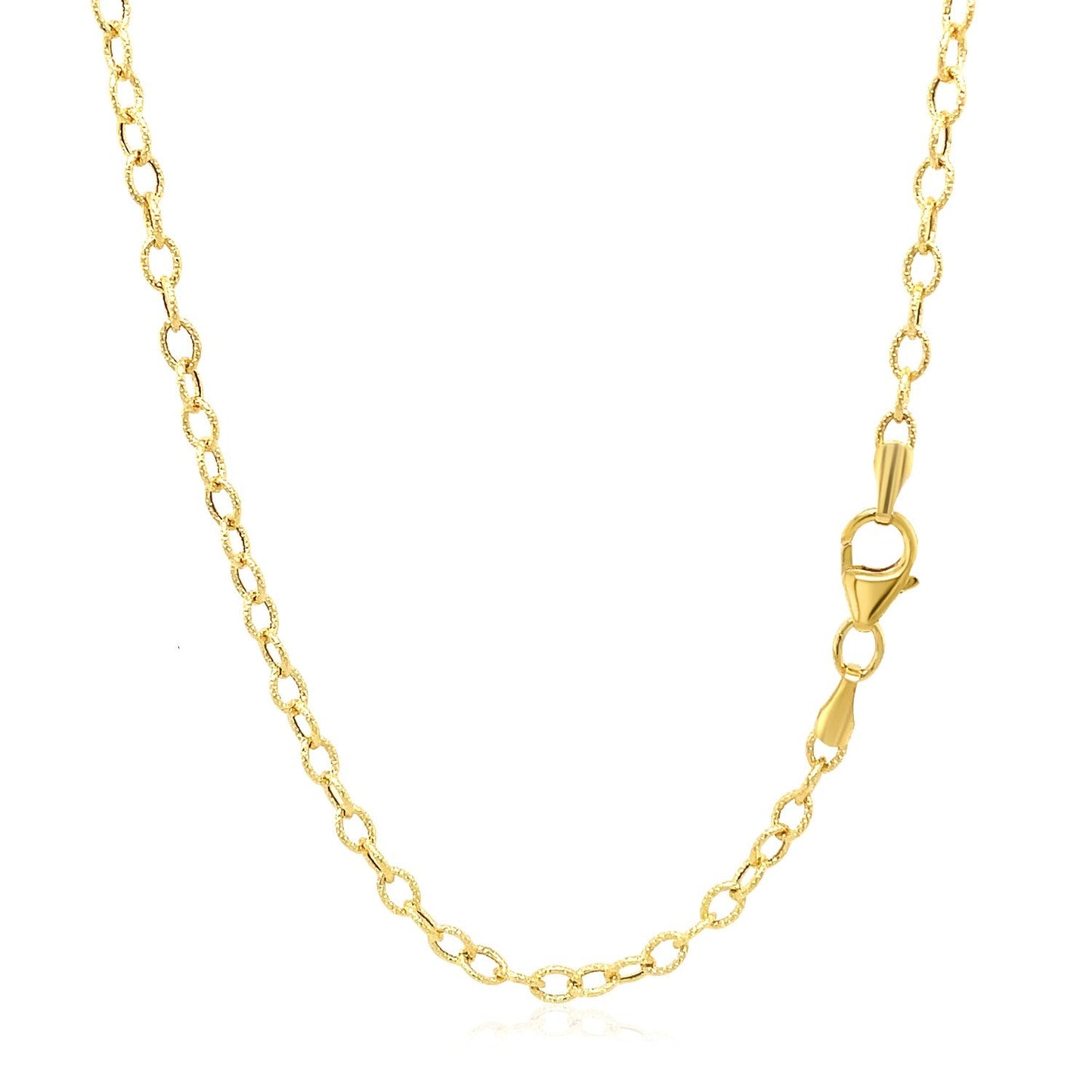 2.5Mm 14K Yellow Gold Pendant Chain With Textured Links