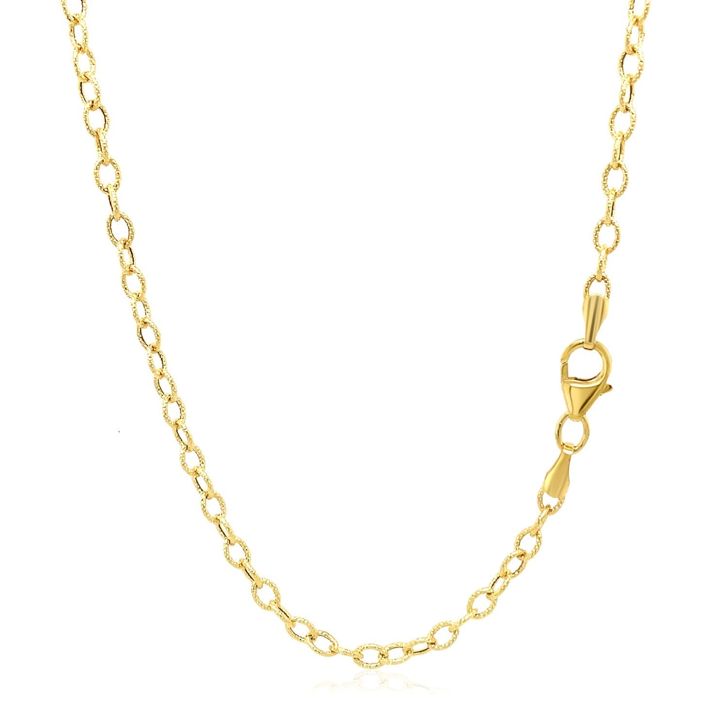 2.5Mm 14K Yellow Gold Pendant Chain With Textured Links