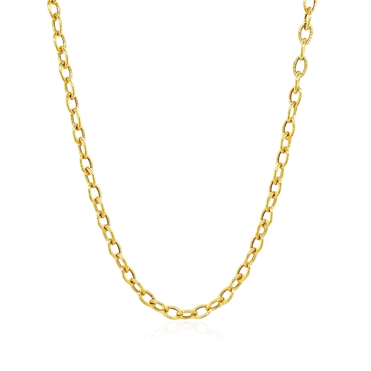 3.5Mm 14K Yellow Gold Pendant Chain With Textured Links