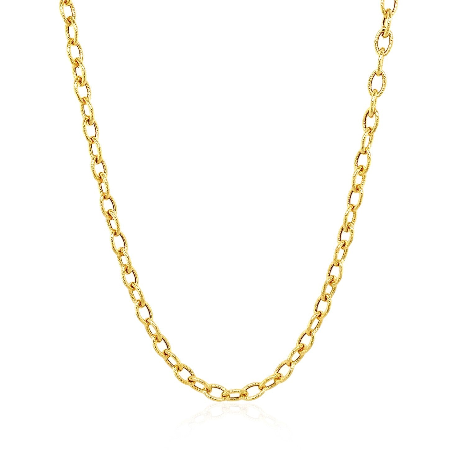 3.5Mm 14K Yellow Gold Pendant Chain With Textured Links
