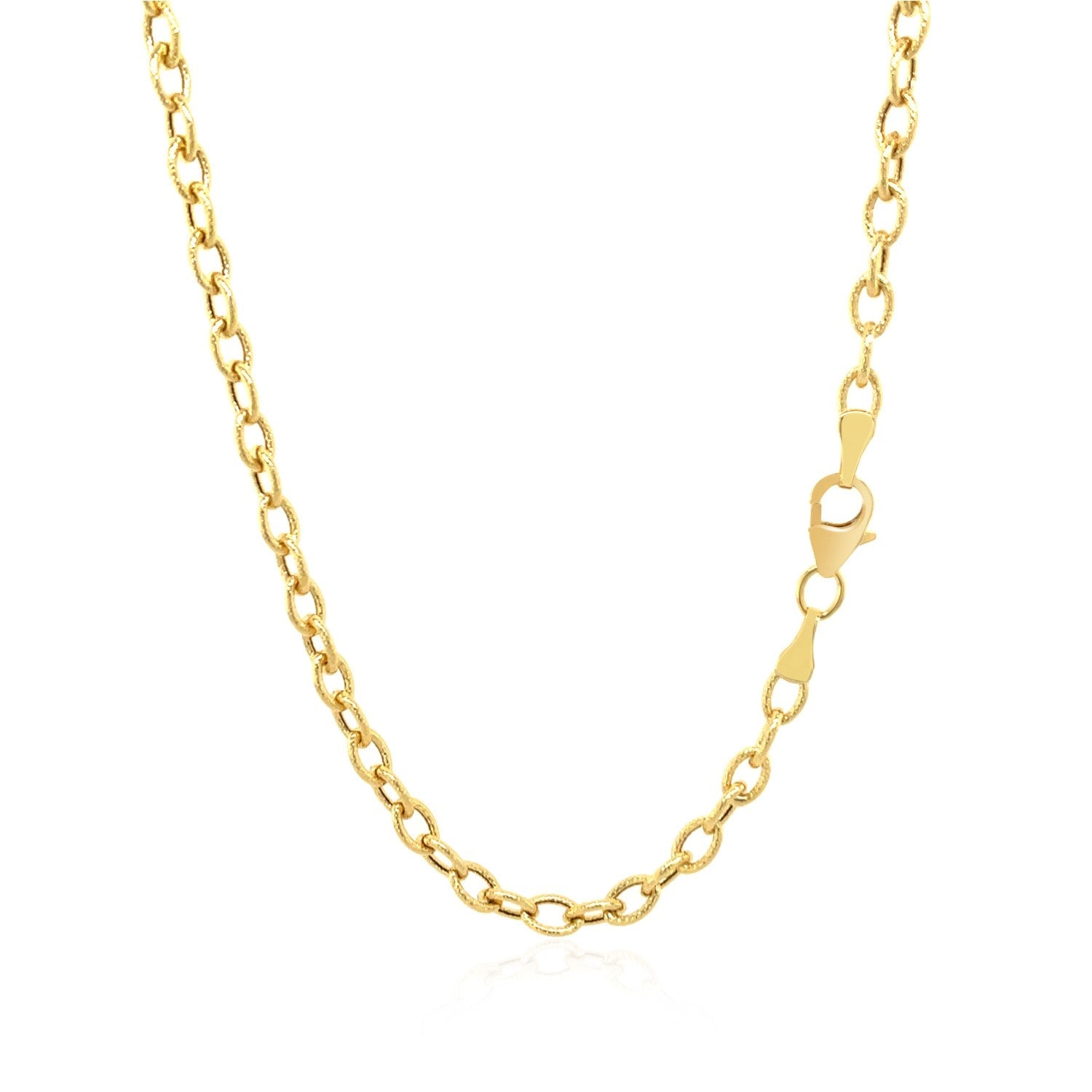 3.5Mm 14K Yellow Gold Pendant Chain With Textured Links