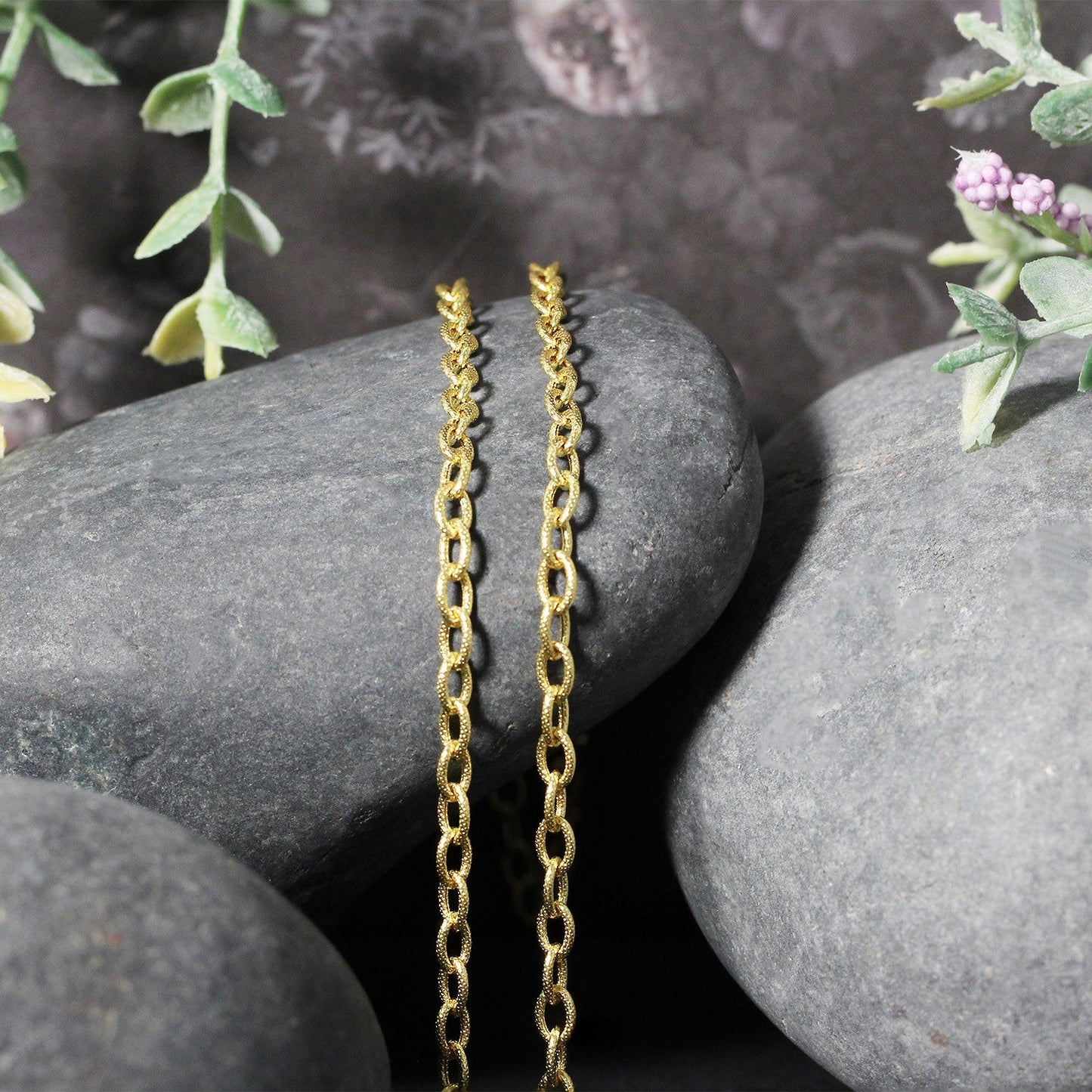 3.5Mm 14K Yellow Gold Pendant Chain With Textured Links