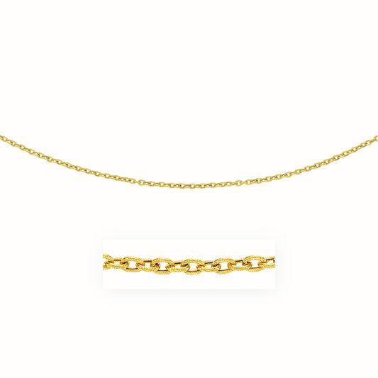 3.5Mm 14K Yellow Gold Pendant Chain With Textured Links