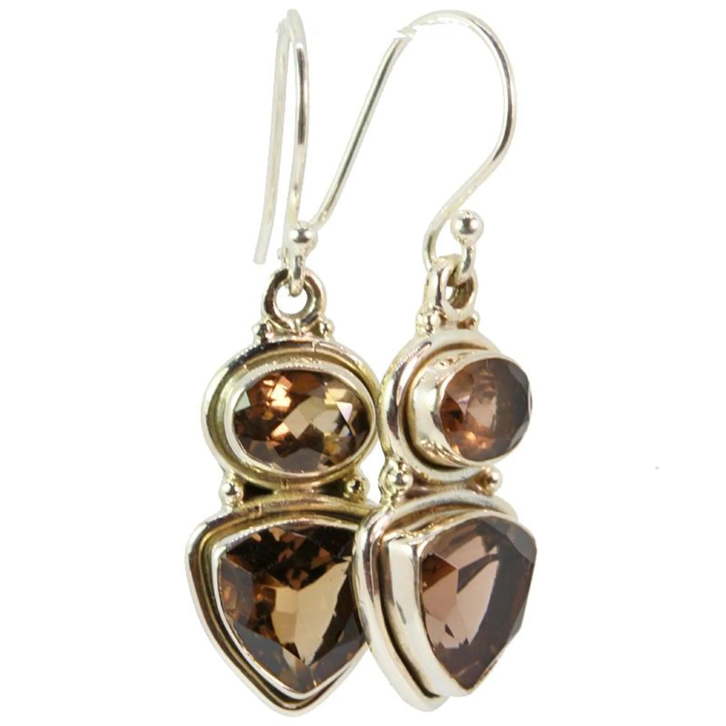 Trillion and Oval Cut Black Onyx Earrings