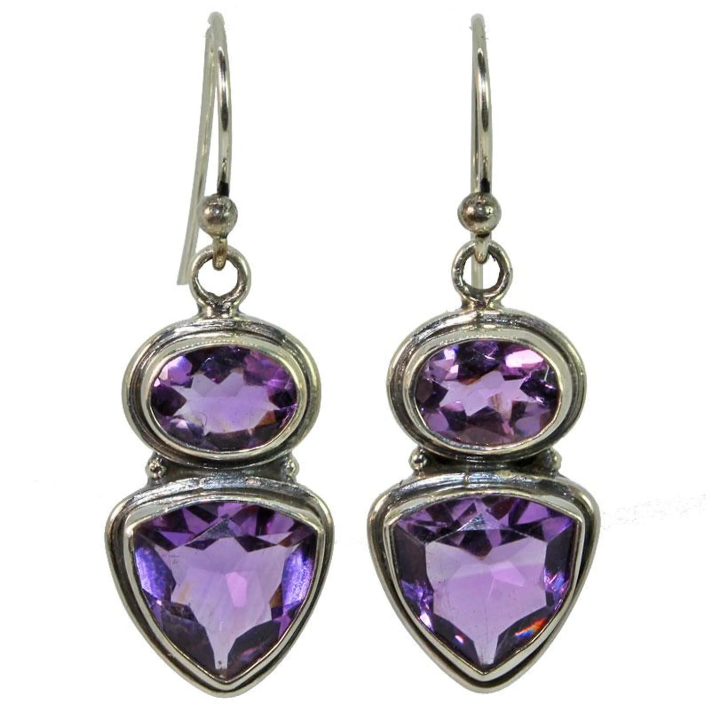 Trillion and Oval Cut Black Onyx Earrings