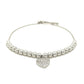 Adjustable Bead Bracelet With Round Charm And Cubic Zirconias In Sterling Silver