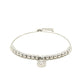 Adjustable Bead Bracelet With Round Charm And Cubic Zirconias In Sterling Silver