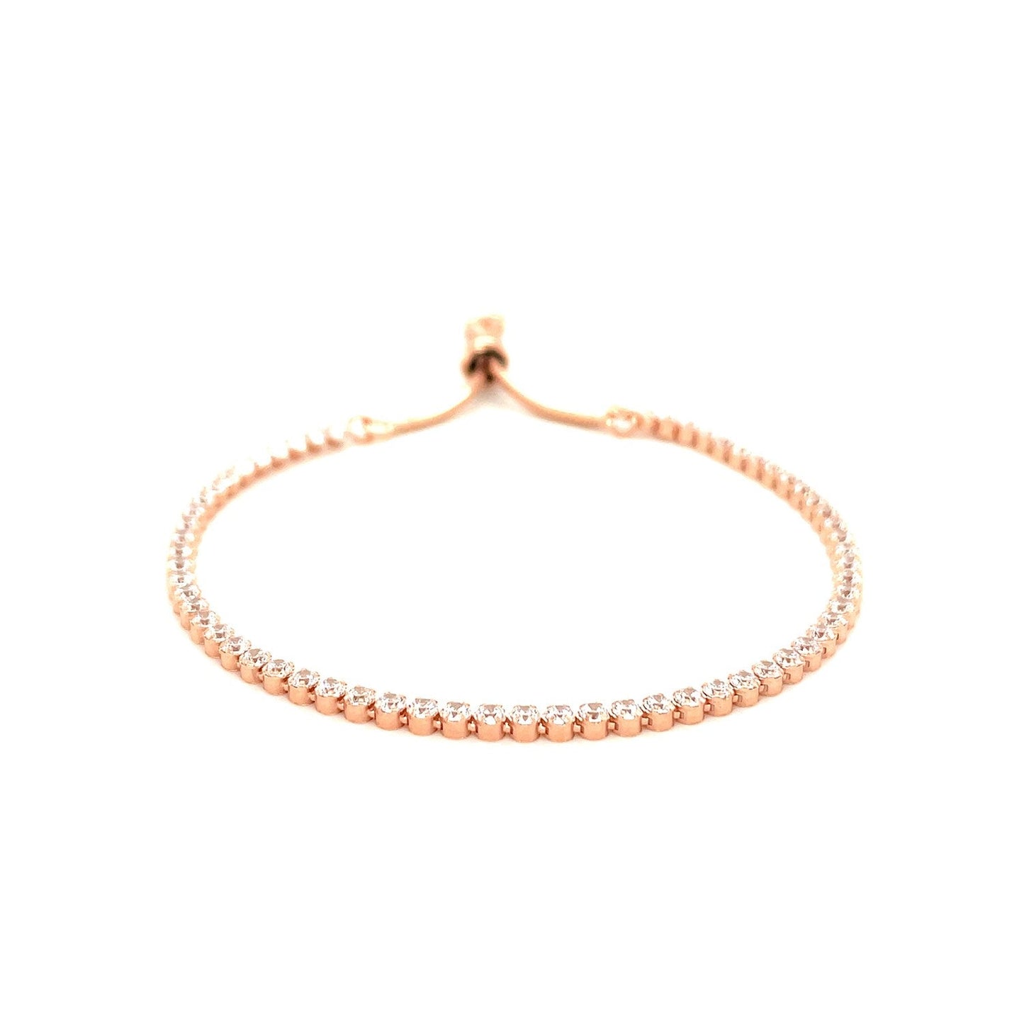 Adjustable Tennis Style Bracelet With Cubic Zirconia In Sterling Silver