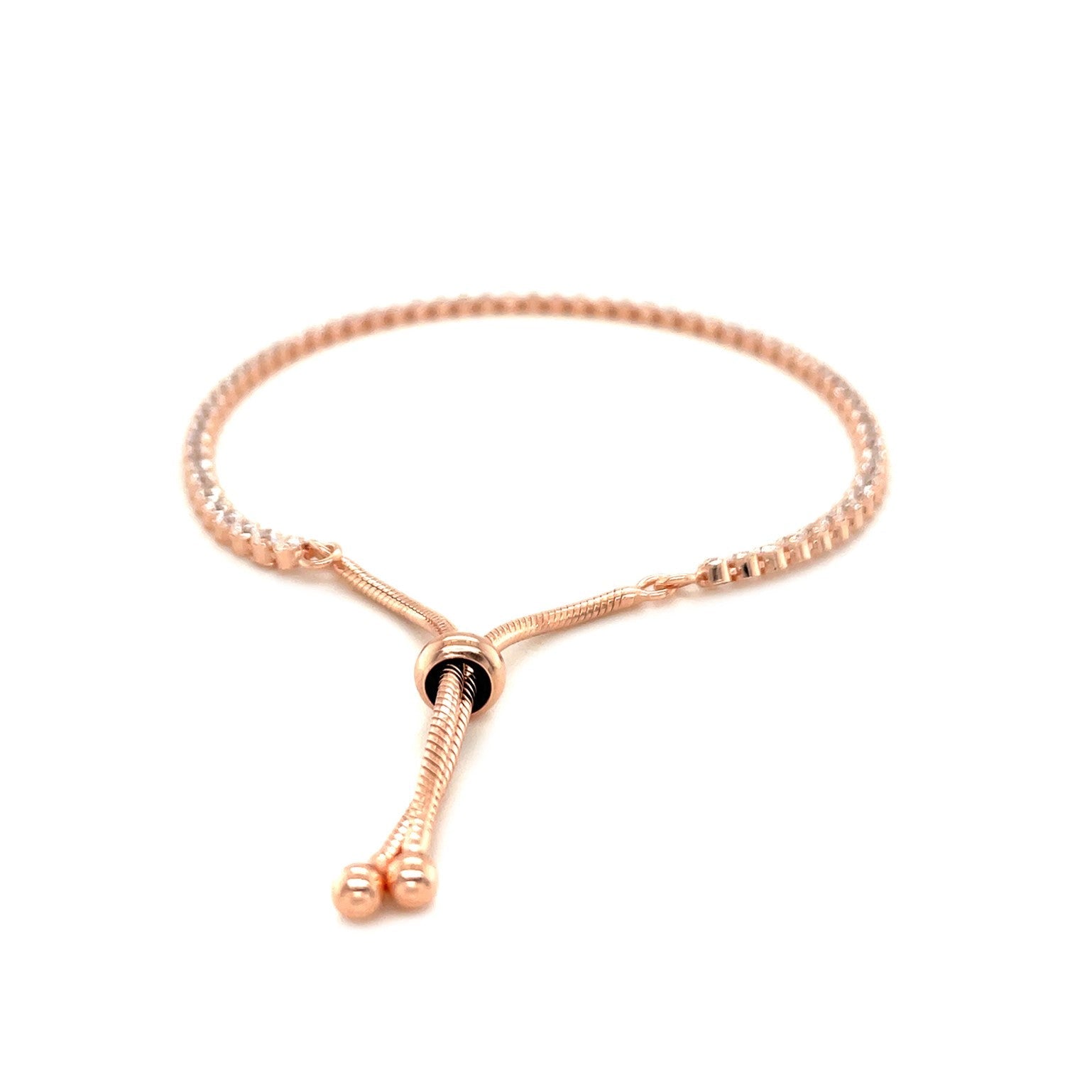 Adjustable Tennis Style Bracelet With Cubic Zirconia In Sterling Silver