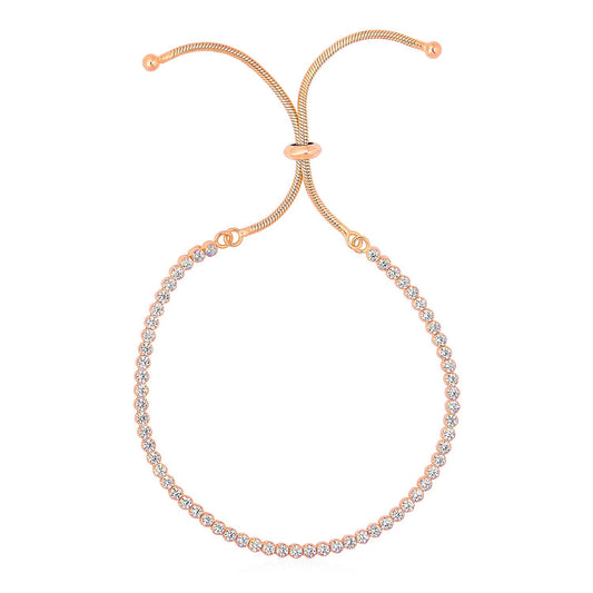 Adjustable Tennis Style Bracelet With Cubic Zirconia In Sterling Silver