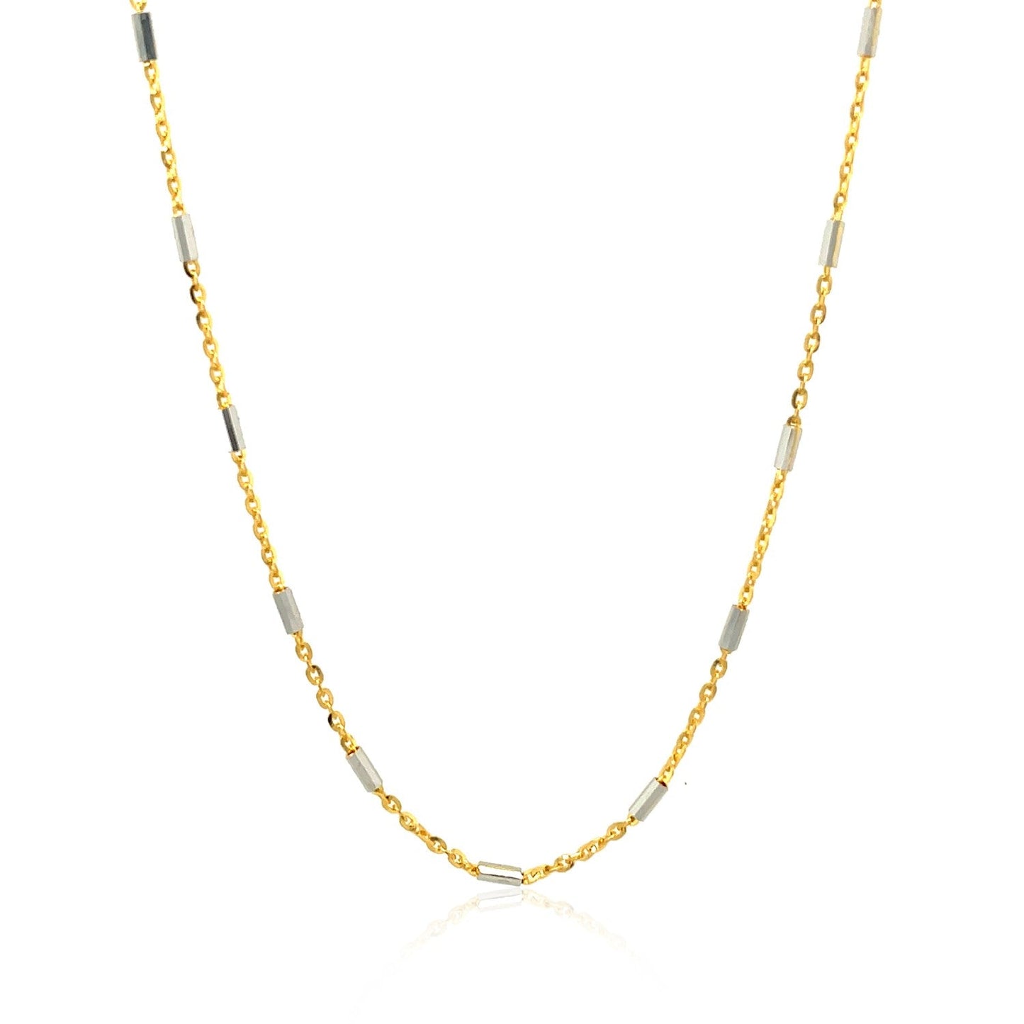 Bar Links Pendant Chain In 14K Two Tone Gold (1.4Mm)