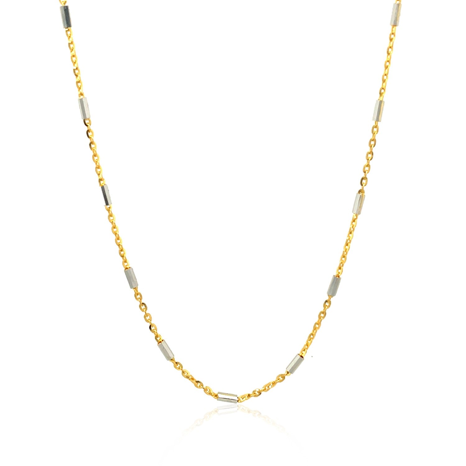 Bar Links Pendant Chain In 14K Two Tone Gold (1.4Mm)