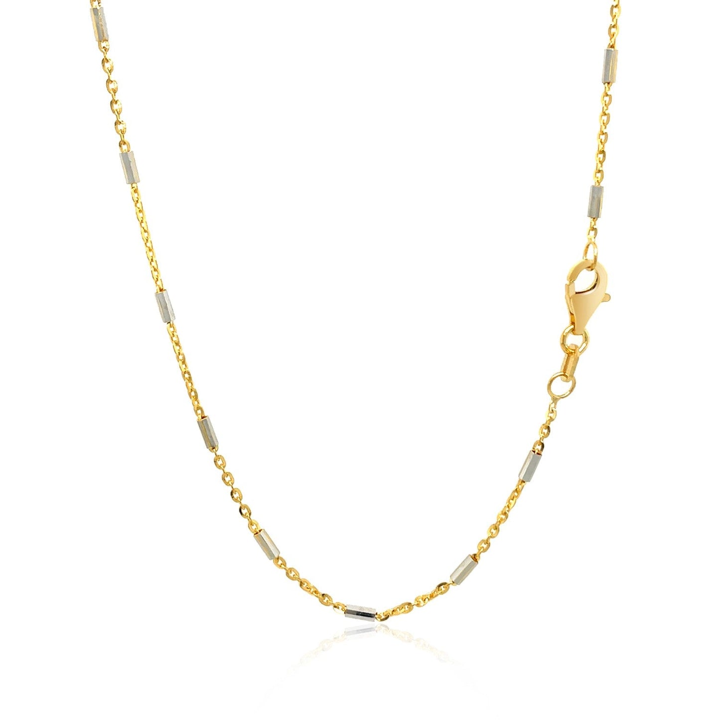 Bar Links Pendant Chain In 14K Two Tone Gold (1.4Mm)