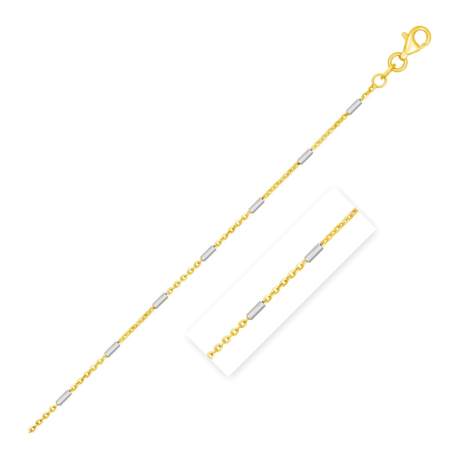 Bar Links Pendant Chain In 14K Two Tone Gold (1.4Mm)