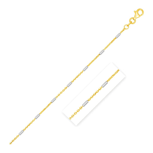 Bar Links Pendant Chain In 14K Two Tone Gold (1.4Mm)