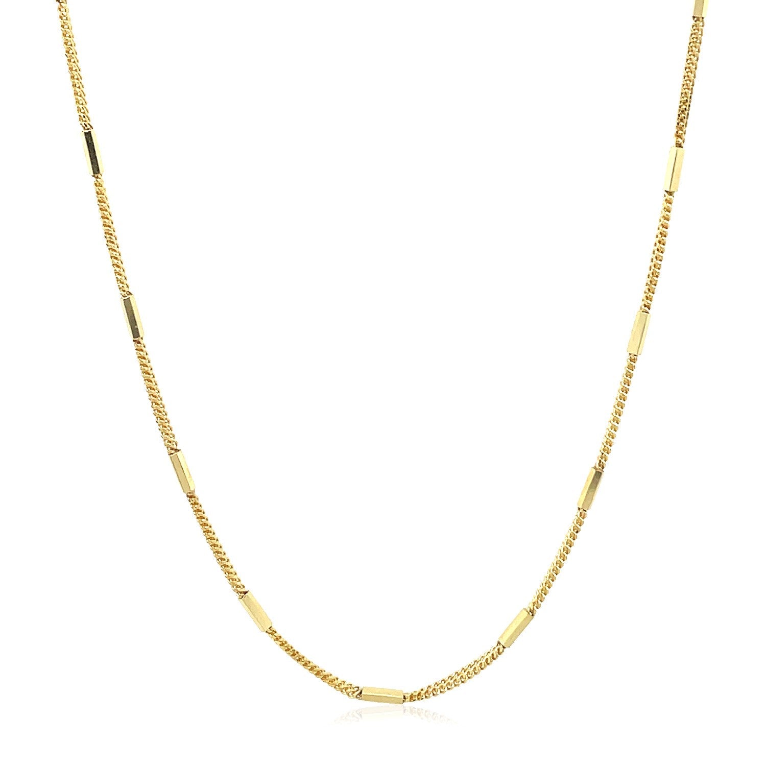 Diamond Cut Bar Links Pendant Chain In 14K Yellow Gold (1.3Mm)