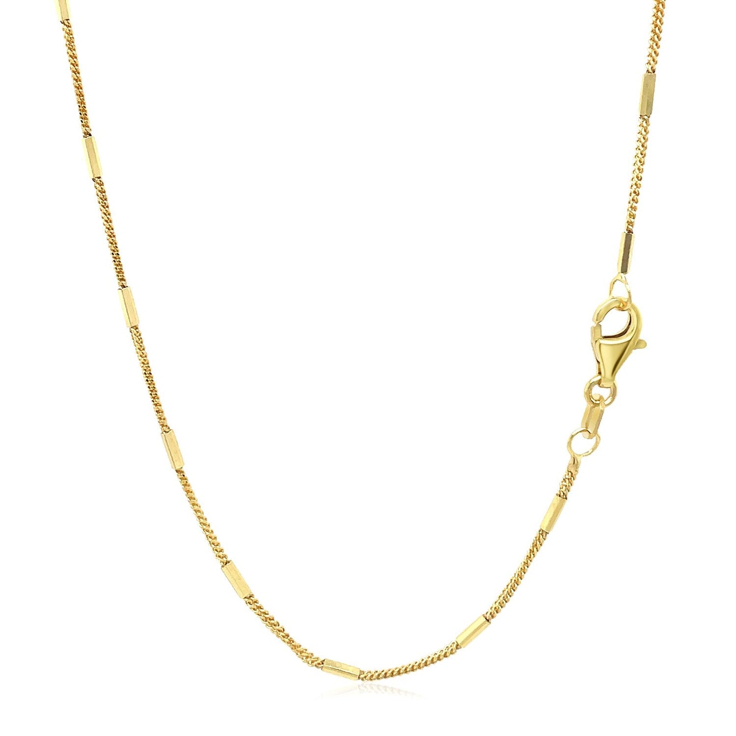 Diamond Cut Bar Links Pendant Chain In 14K Yellow Gold (1.3Mm)