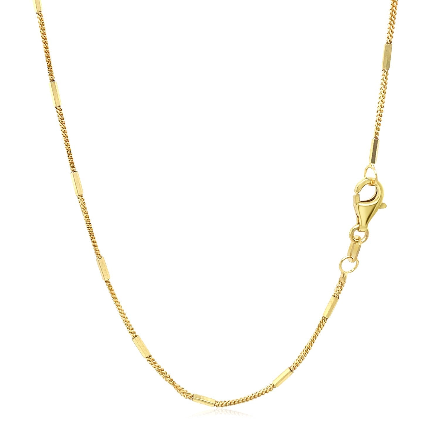 Diamond Cut Bar Links Pendant Chain In 14K Yellow Gold (1.3Mm)