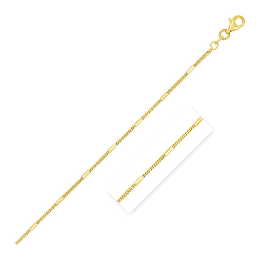 Diamond Cut Bar Links Pendant Chain In 14K Yellow Gold (1.3Mm)