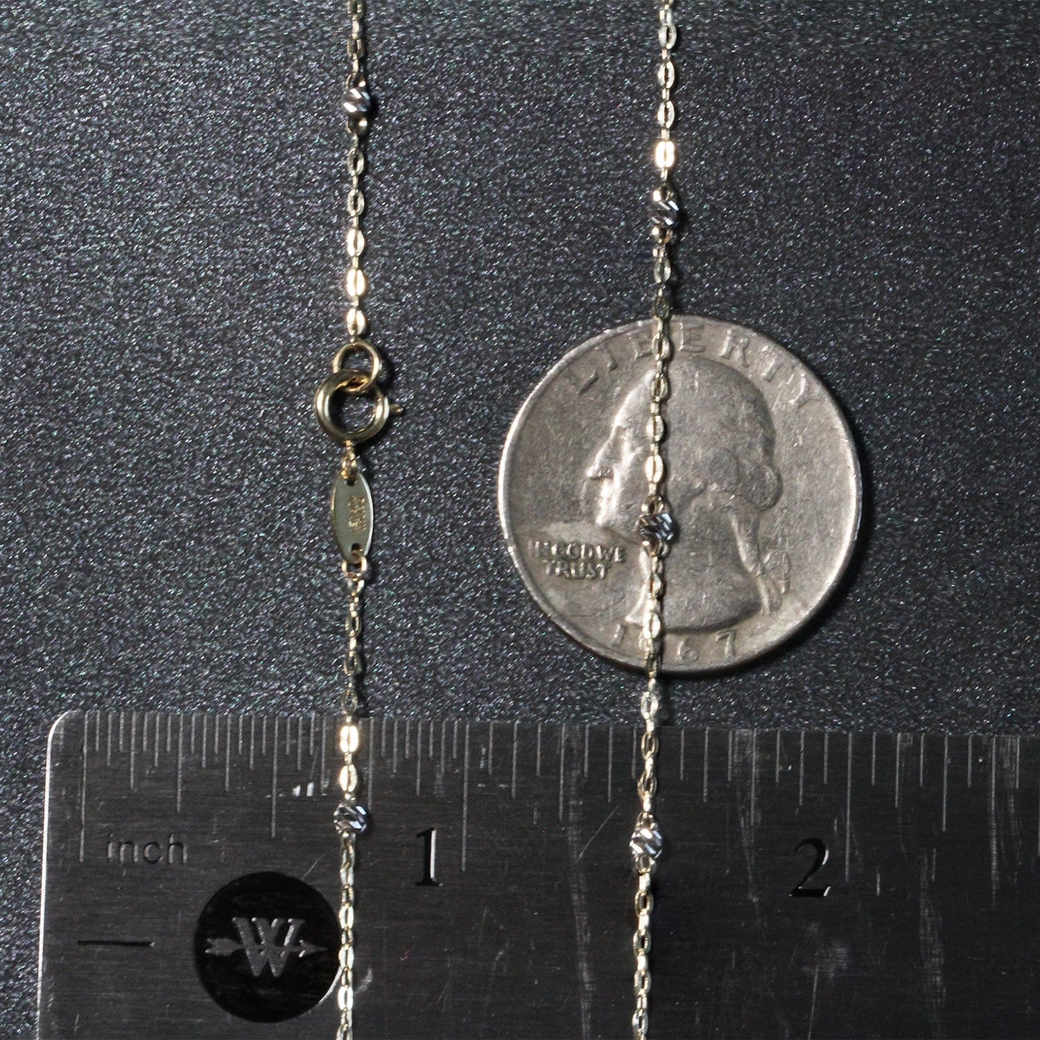 Diamond Cut Bead Links Pendant Chain In 14K Two Tone Gold (3.5Mm)