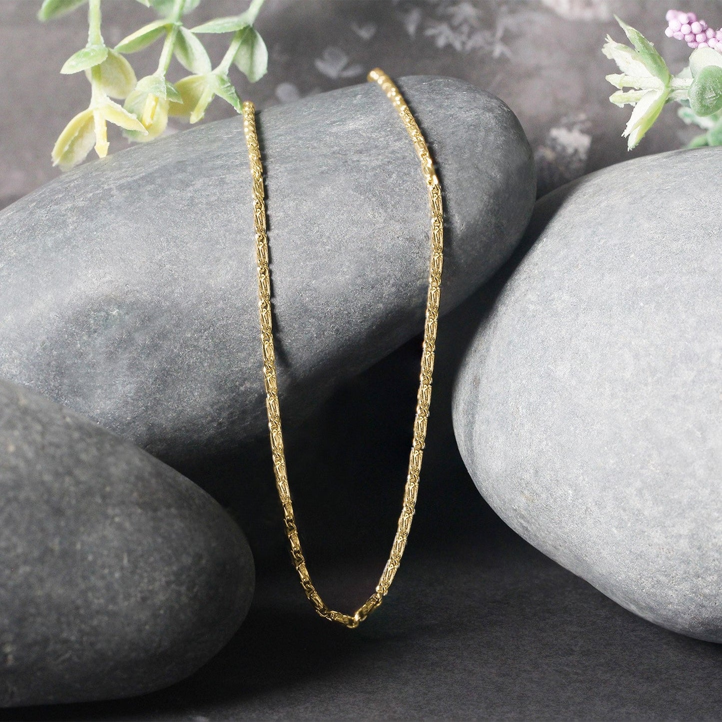 Diamond Cut Fancy Links Pendant Chain In 14K Yellow Gold (1.5Mm)
