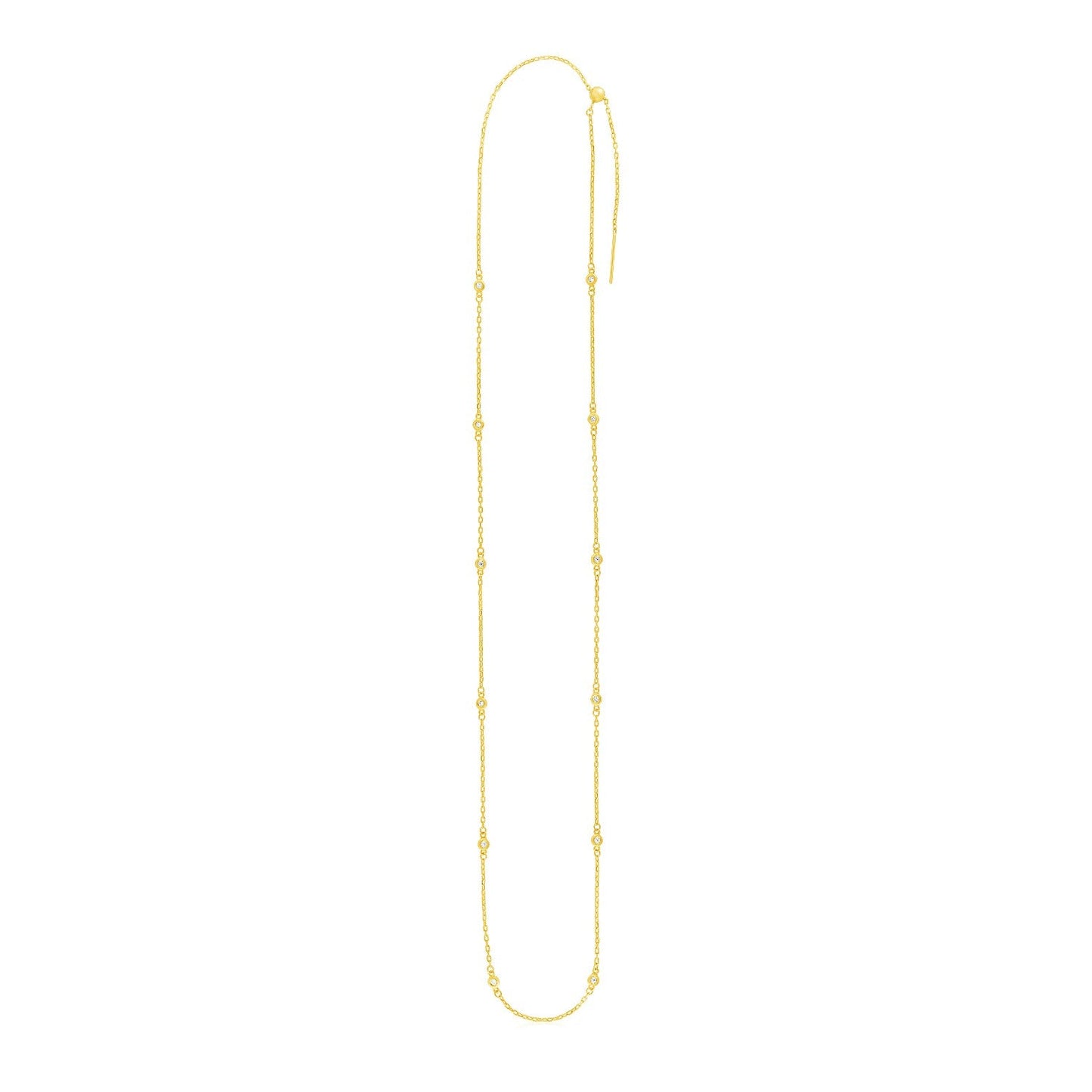 Endless Adjustable Diamond Pendant Chain In 14K Yellow Gold (3.0Mm)