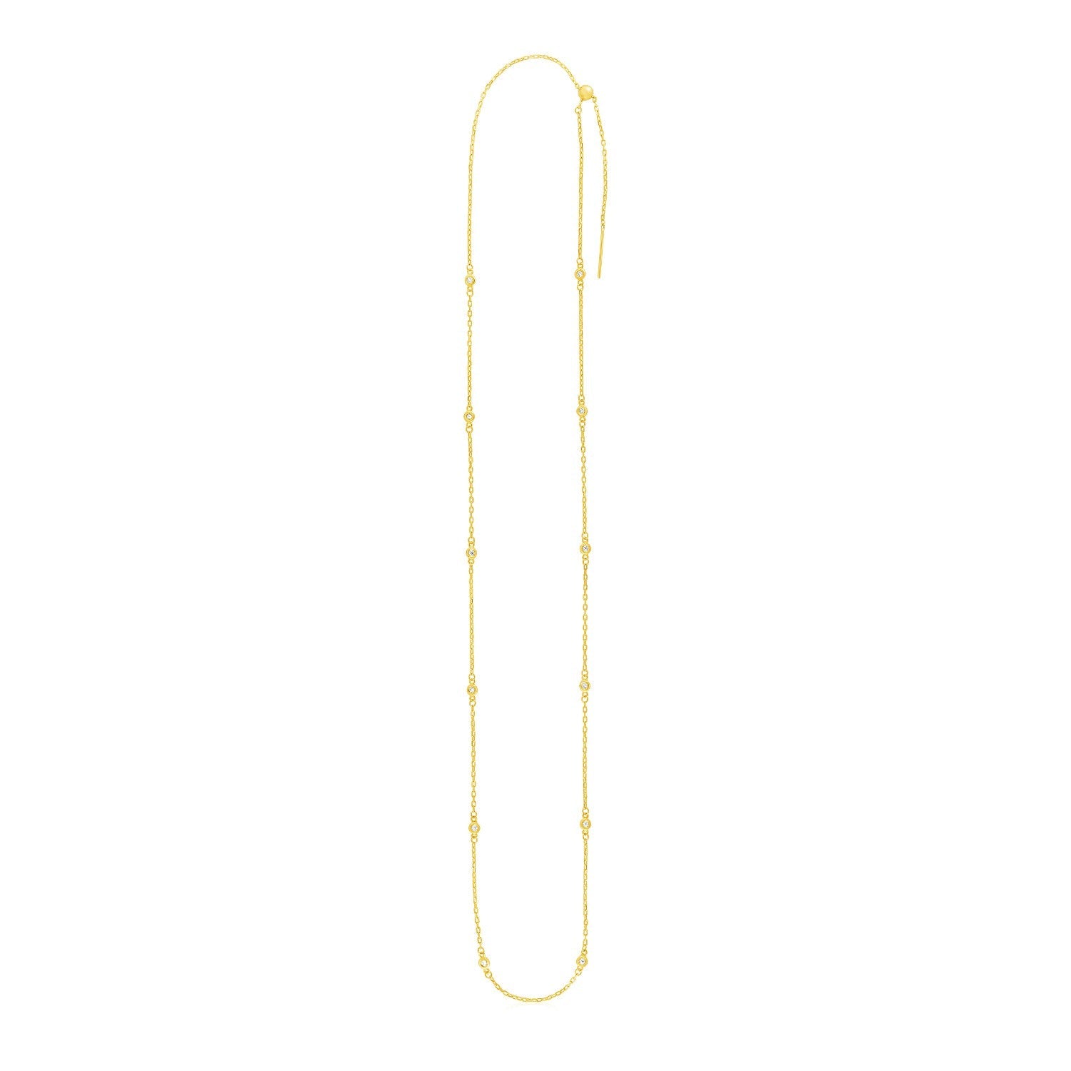 Endless Adjustable Diamond Pendant Chain In 14K Yellow Gold (3.0Mm)