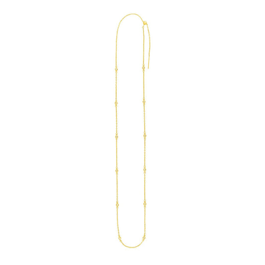 Endless Adjustable Diamond Pendant Chain In 14K Yellow Gold (3.0Mm)