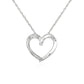 Open Heart Pendant With Diamonds In Sterling Silver