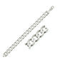 Rhodium Plated 11.6Mm Sterling Silver Curb Style Bracelet