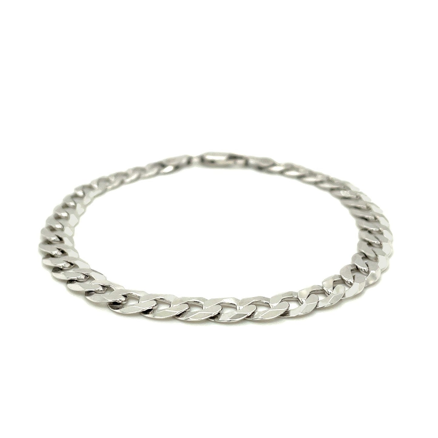 Rhodium Plated 7.2Mm Sterling Silver Curb Style Bracelet