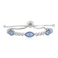 Sterling Silver Adjustable Enameled Evil Eye Bracelet With Cubic Zirconias