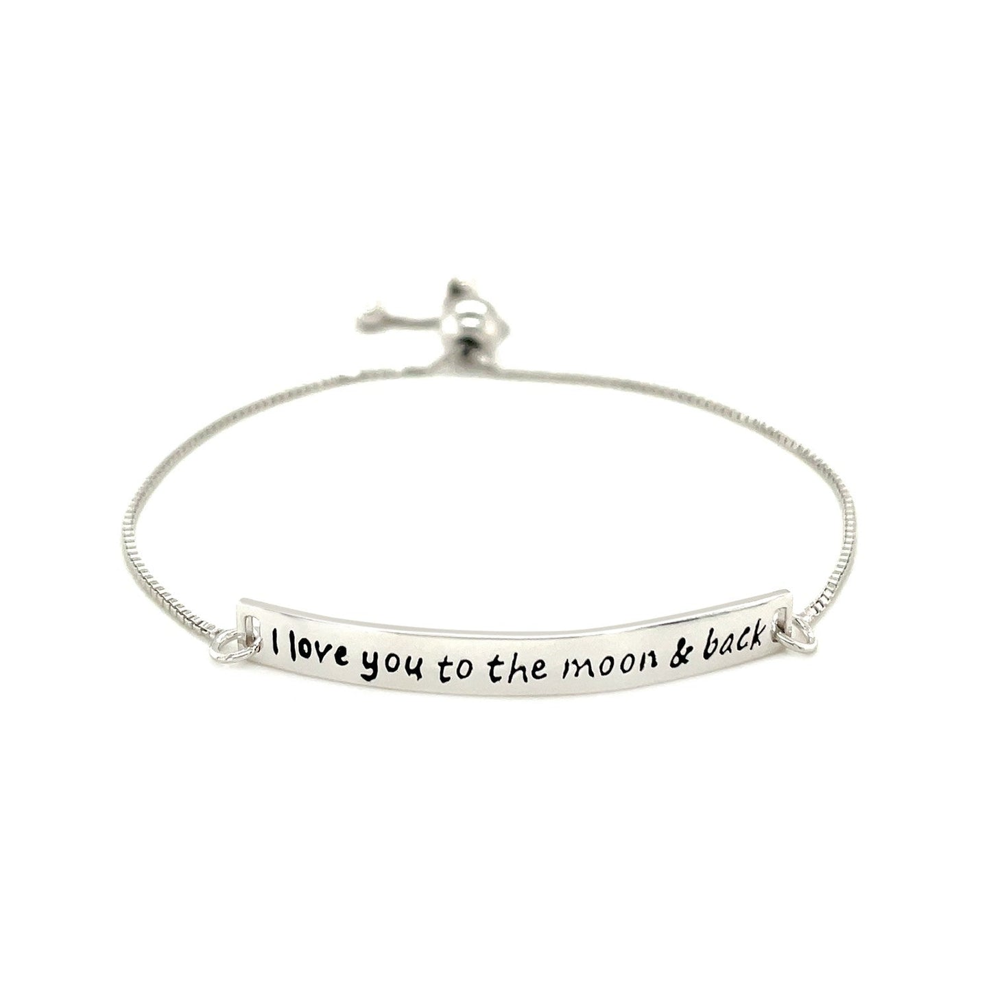 Sterling Silver Adjustable I Love You To The Moon And Back Bracelet