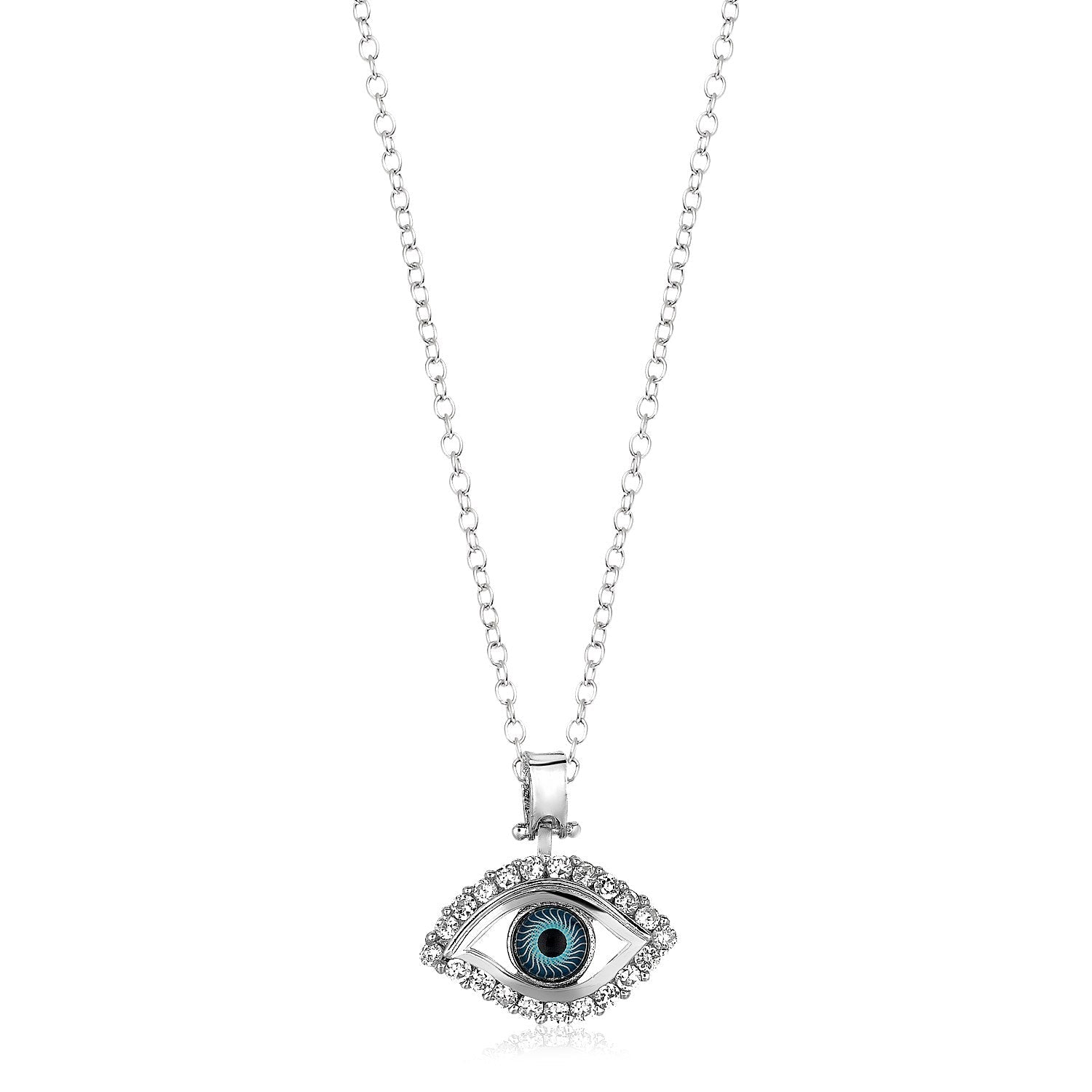 Sterling Silver Evil Eye Pendant With Cubic Zirconias