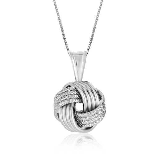 Sterling Silver Pendant With A Ridge Textured Love Knot Design