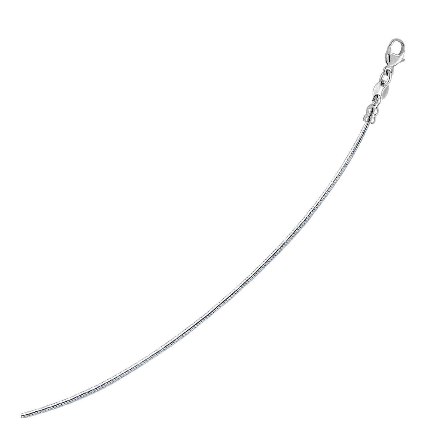 Sterling Silver Round Omega Style Chain Necklace With Rhodium Plating (1.55Mm)