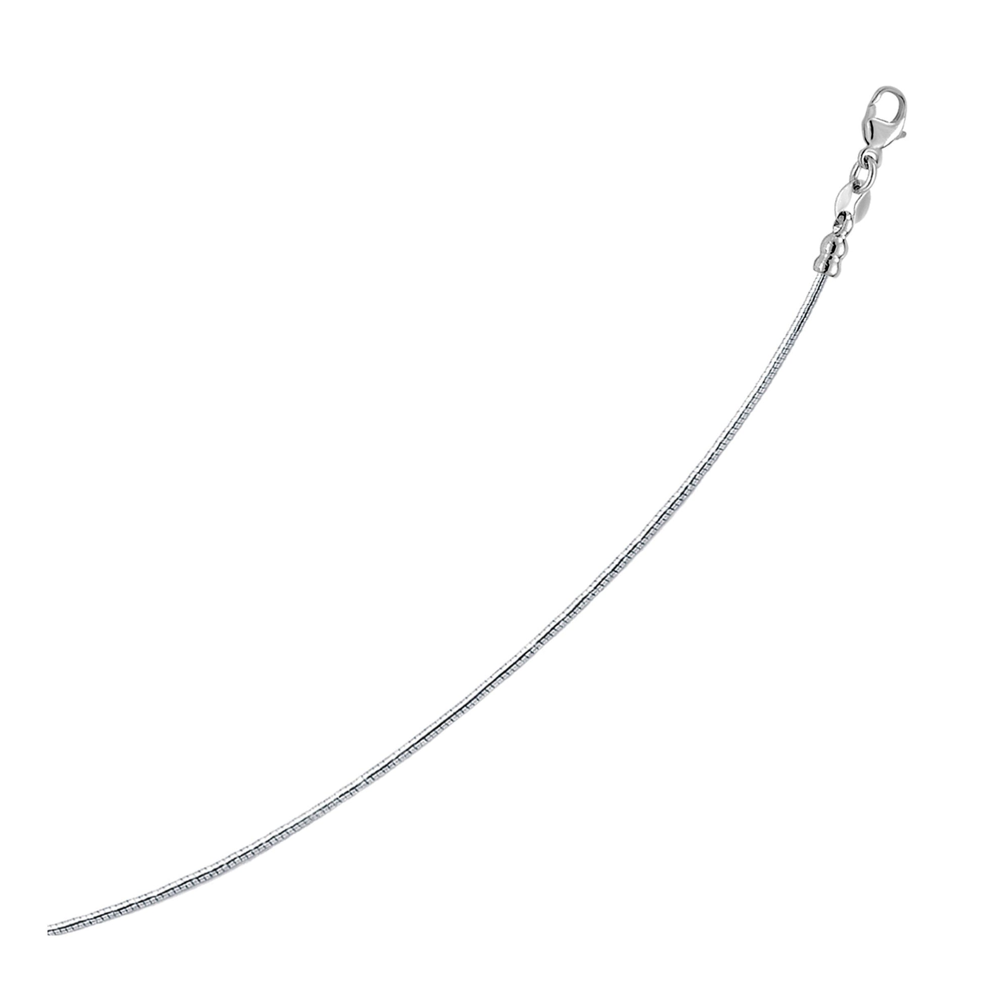 Sterling Silver Round Omega Style Chain Necklace With Rhodium Plating (1.55Mm)