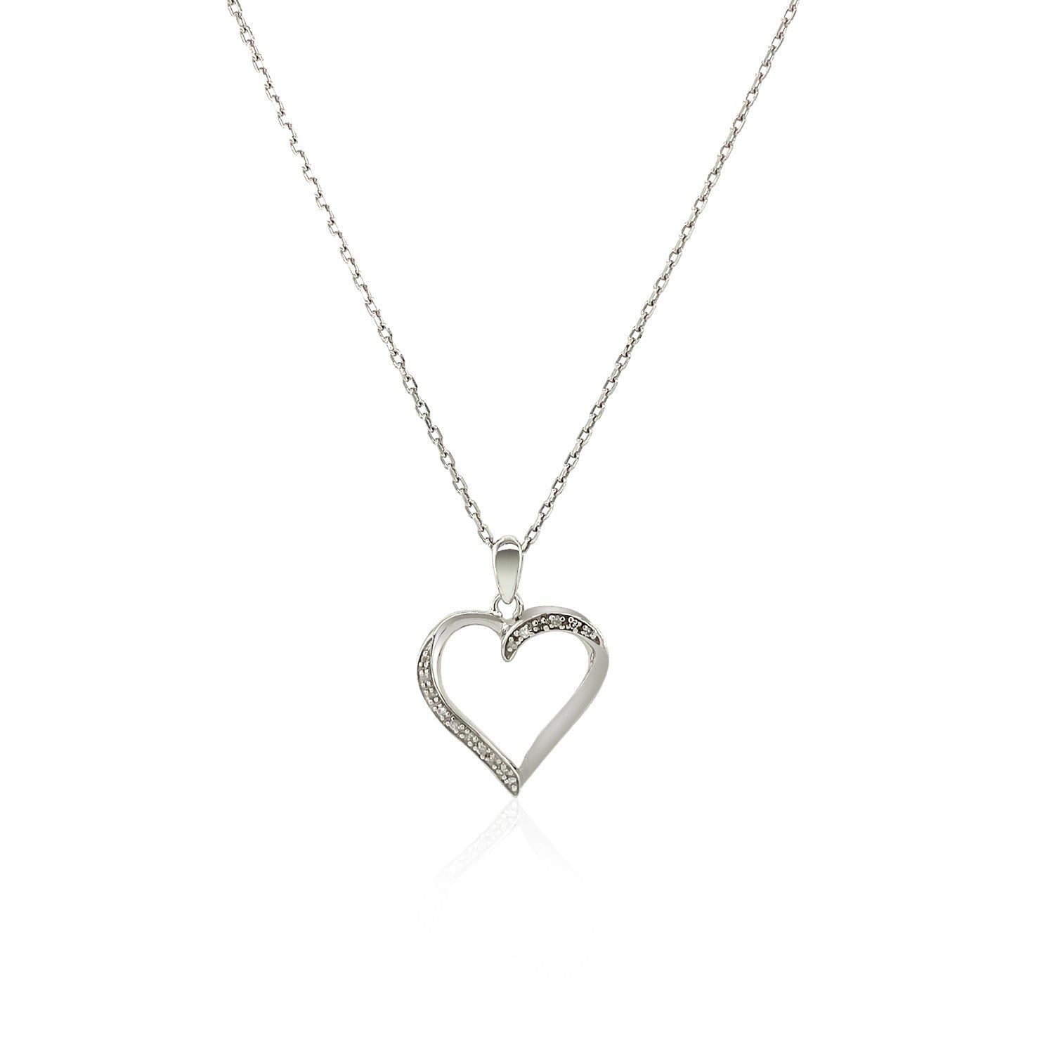 Sterling Silver Twisted Open Heart Diamond Accented Pendant (.04 Cttw)